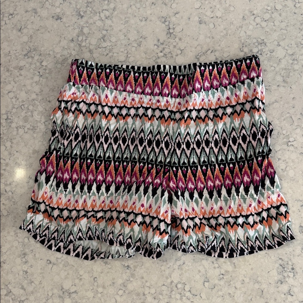 WILDFOX Flowy Bohemian Shorts Colorful Argyle Tribal Print M‎ Multicolor